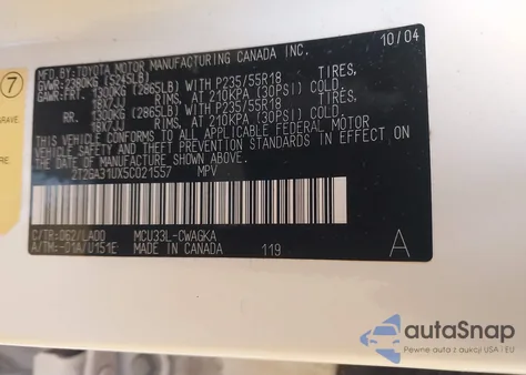 2005 Lexus Rx 330 z USA, uszkodzony, nr VIN 2T2GA31UX5C021557